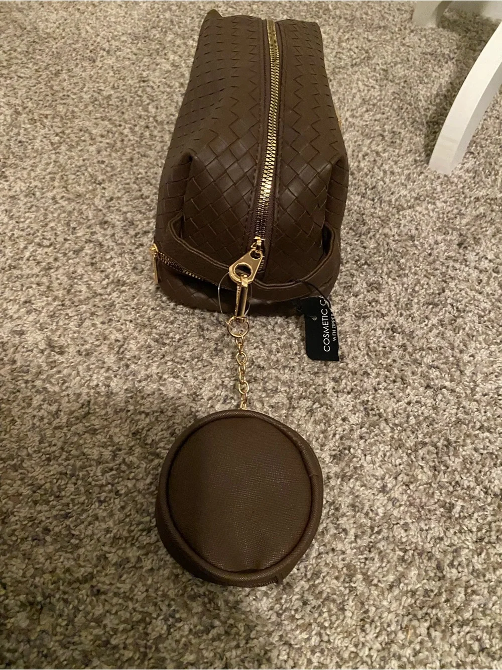 Nicole Miller Brown Woven Toiletry Bag NWT